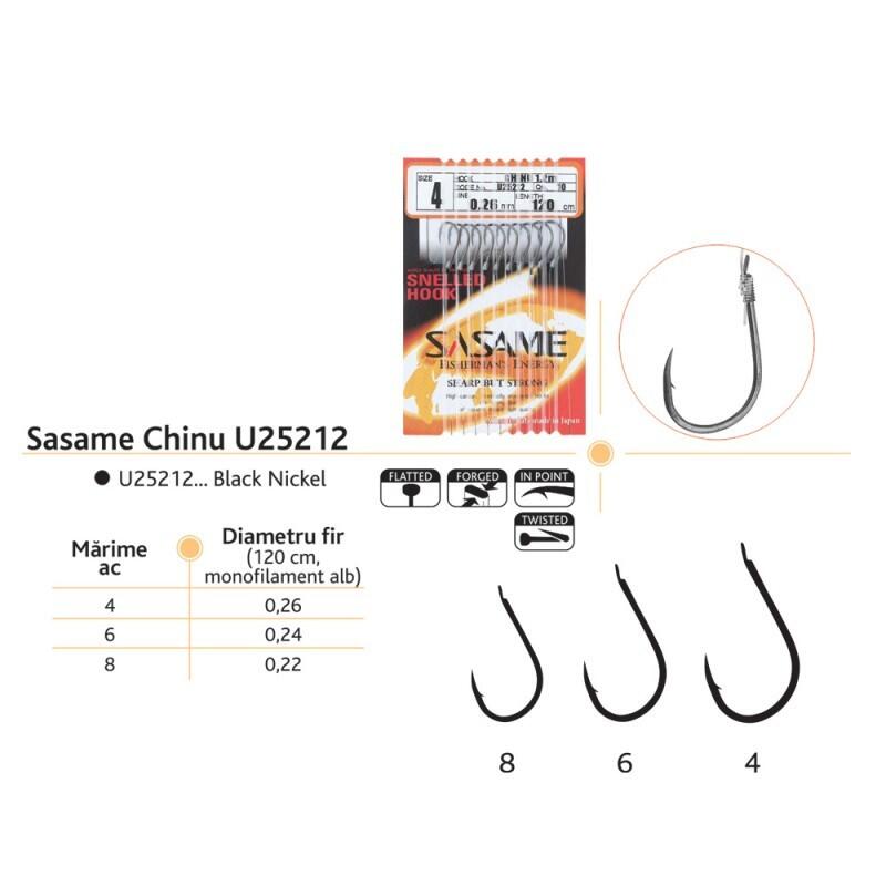 Carlige legate Sasame Chinu U25212, nylon alb 120 cm, 10 buc/plic, 6