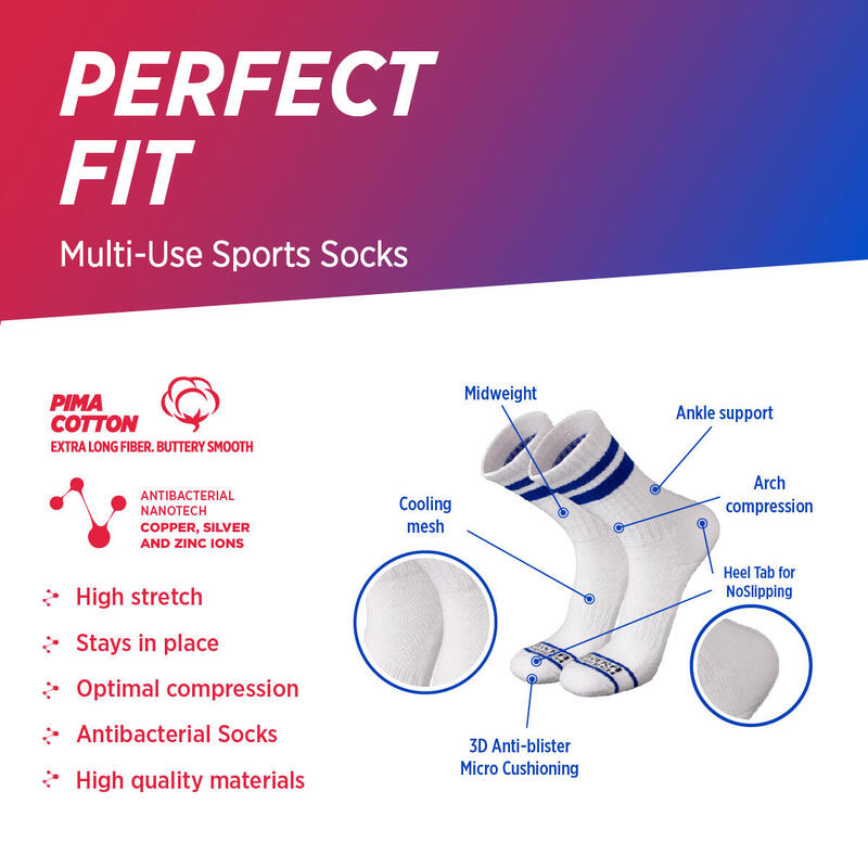 Chaussettes de sport en coton homme femme tennis yoga pilates running padel gym