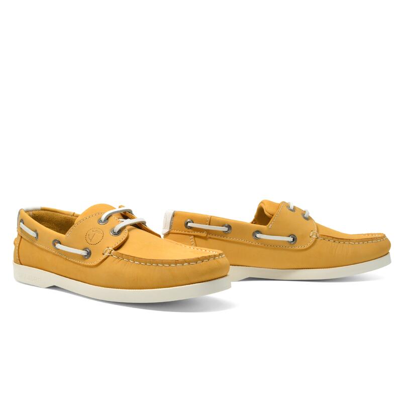 Zapatos Náuticos Seajure Qarraba Mujer Amarillo Cuero Nubuck