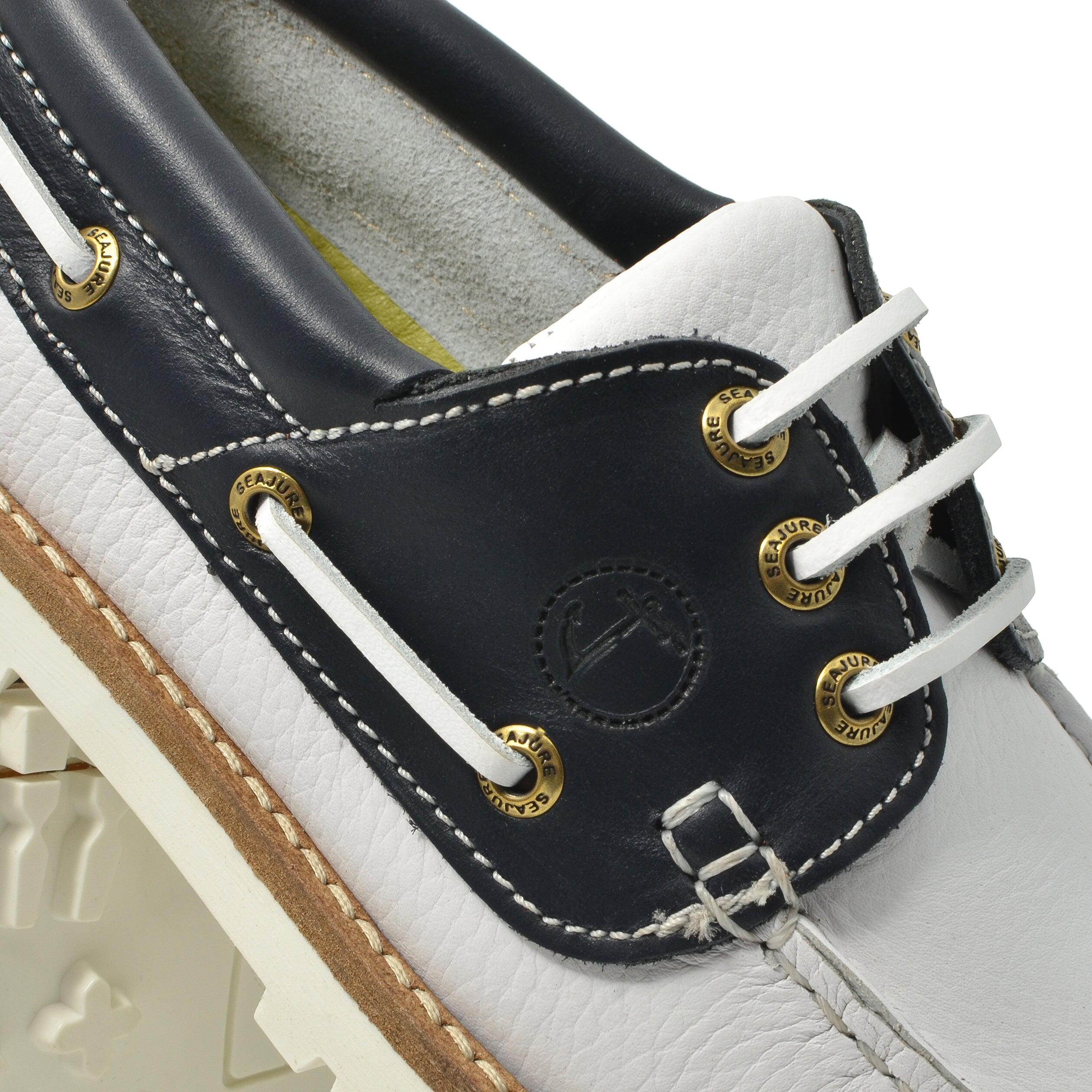 Scarpe da Barca Zagare Donna Bianco e Blu Navy Pelle 5/5