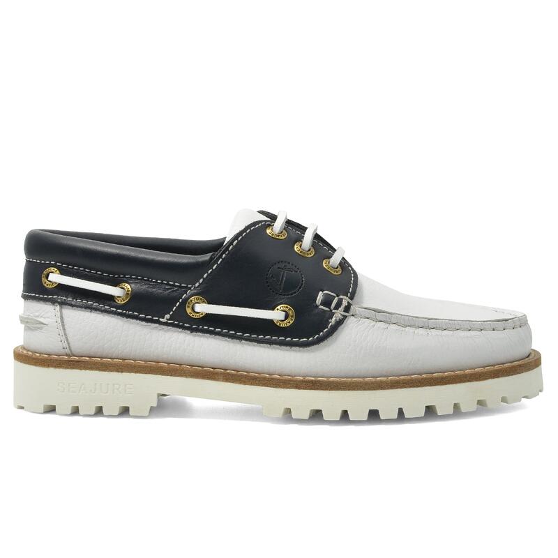 Sapatos de Vela Zagare Mulher Branco e Azul Marinho Pele