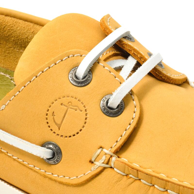 Zapatos Náuticos Seajure Qarraba Mujer Amarillo Cuero Nubuck