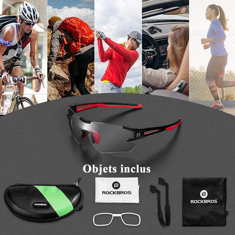 Lunettes photochromiques de vélo 10125 anti-uv400 - noir et rouge 7/7