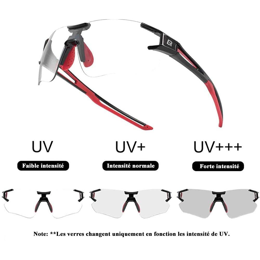 Lunettes photochromiques de vélo 10125 anti-uv400 - noir et rouge 3/7
