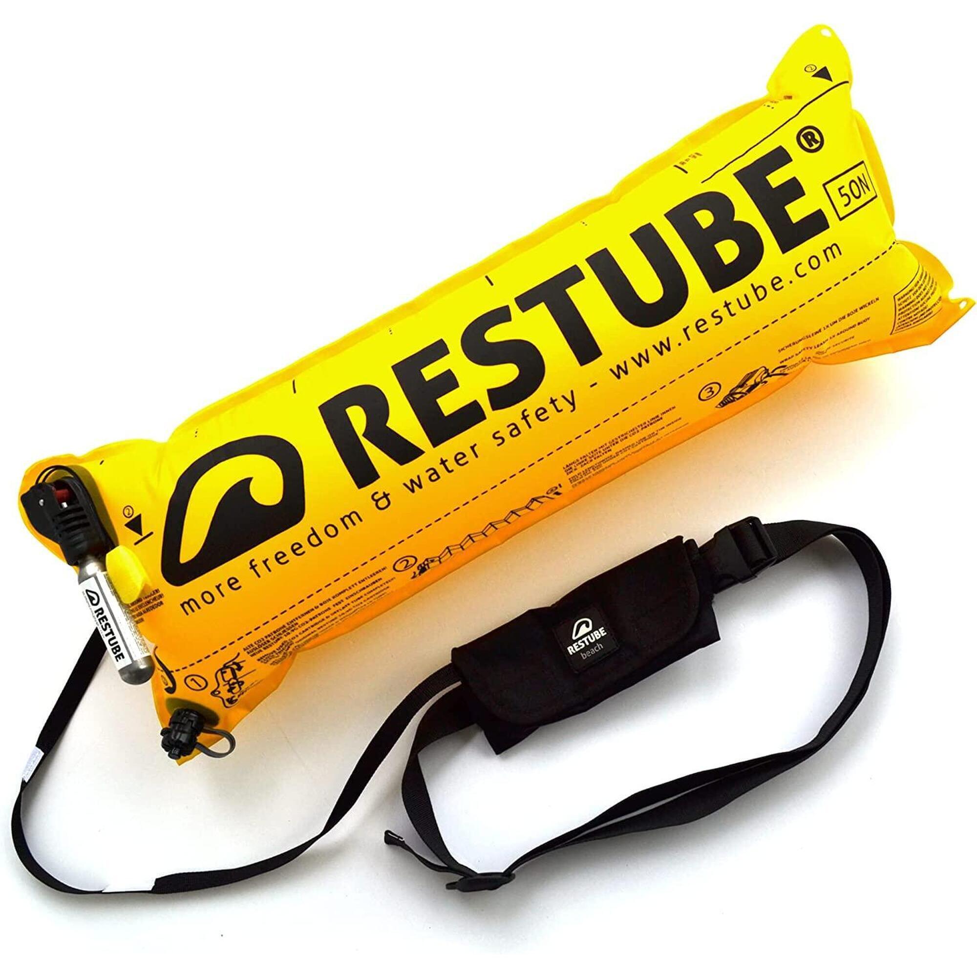 RESTUBE Restube beach | aufblasbare Sicherheitsboje und Schwimmboje für Schwimmen, Baden