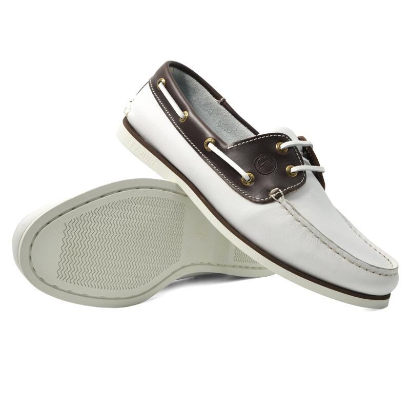 Zapatos Náuticos Seajure Nungwi Hombre Blanco y Marrón Cuero