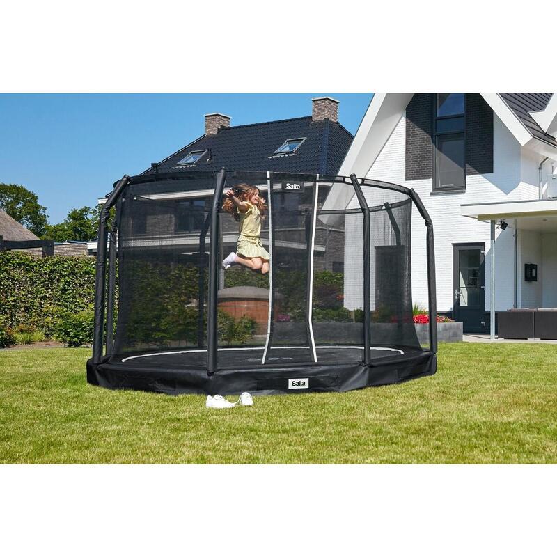 Trampoline de sol Salta Premium avec filet de sécurité - 251 cm - Noir