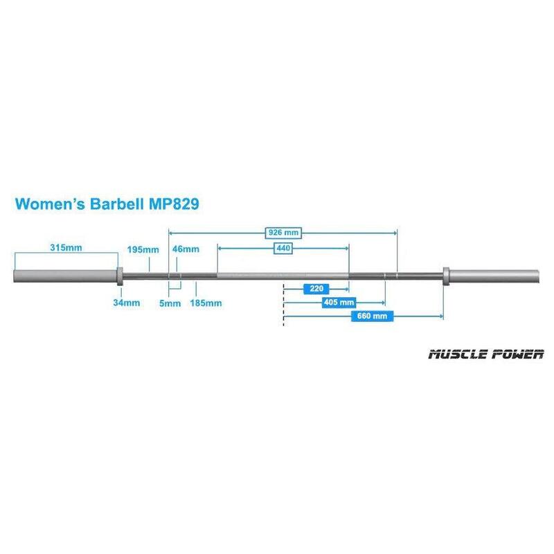 Muscle Power Olympische Dames Functional Training Bar - Zwart/Chroom - 202 cm