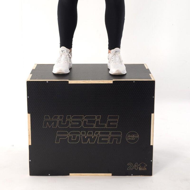 Muscle Power Houten Plyo Box met Anti-slip - Zwart
