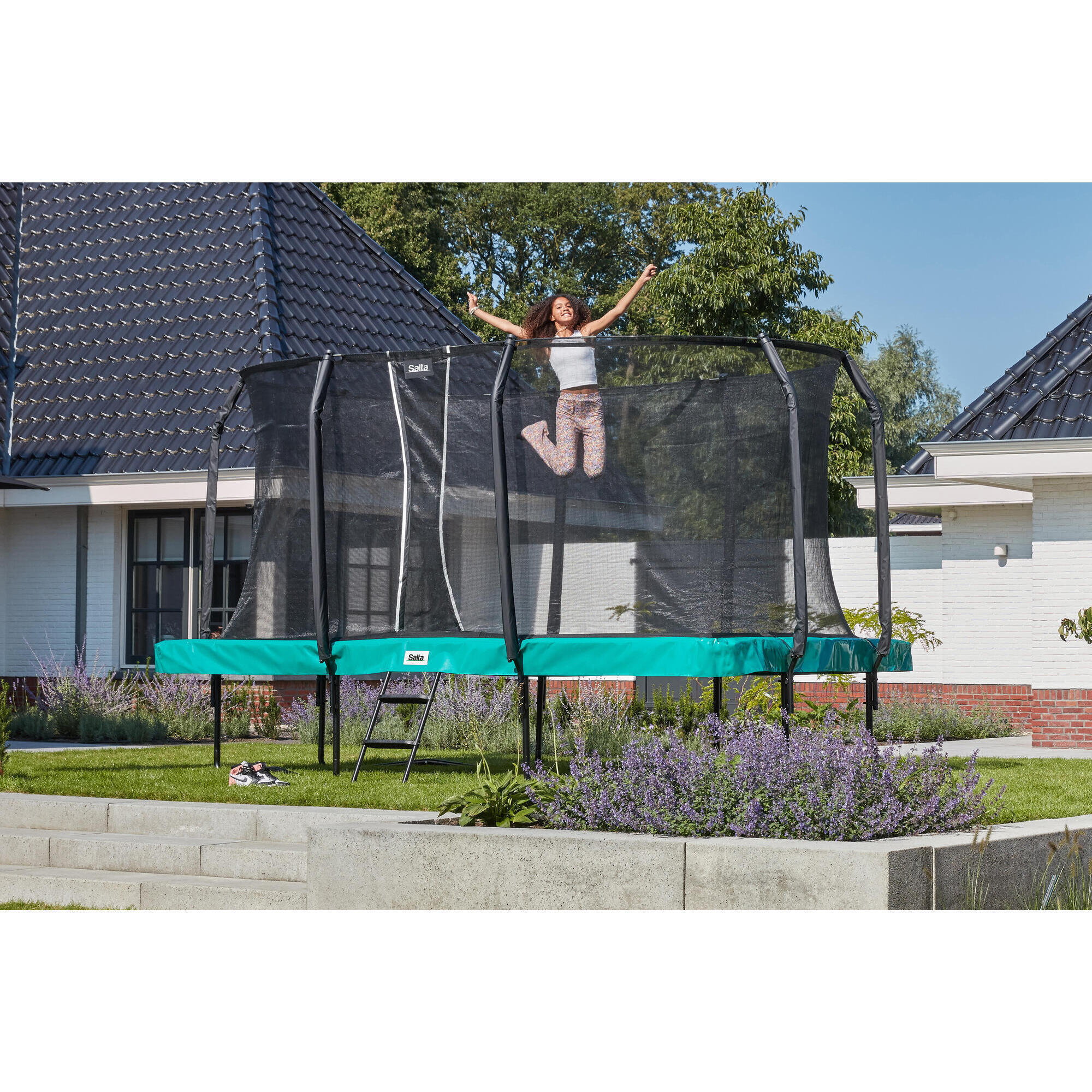 First Class - Trampoline met ladder - 366x214cm - Groen 7/8