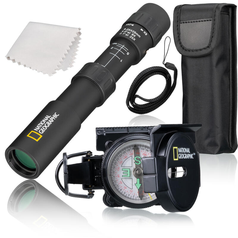 Pack de monocular con zoom 8-25x25 + brújula NATIONAL GEOGRAPHIC