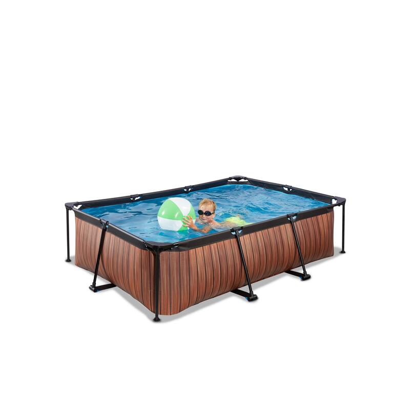 EXIT Wood Piscine 220x150x65cm avec pompe de filtration - brun