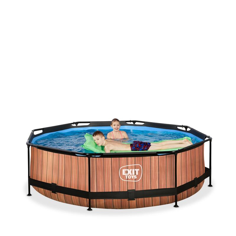 Zwembad - EXIT Wood zwembad ø300x76cm met filterpomp - bruin