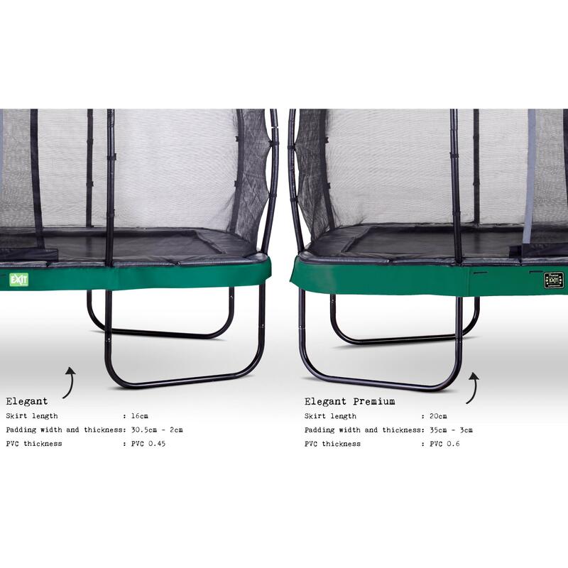 Trampoline EXIT Elegant Premium 244x427cm avec filet de sécurité Deluxe - vert