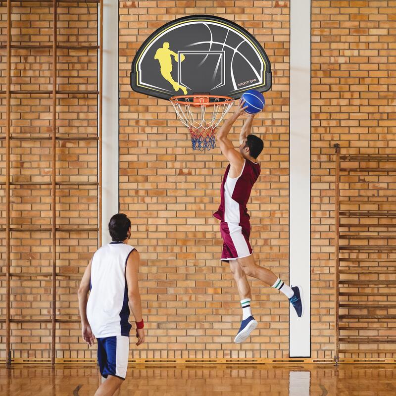 SPORTNOW Canestro Basket da Indoor e Outdoor, 110x90x70 cm, Nero e Giallo