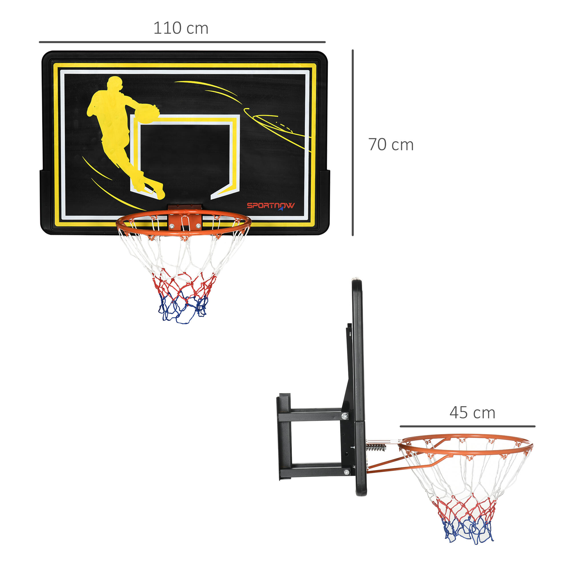 SPORTNOW Canestro Basket da Indoor e Outdoor in Acciaio e PE, 110x90x70 cm 3/7