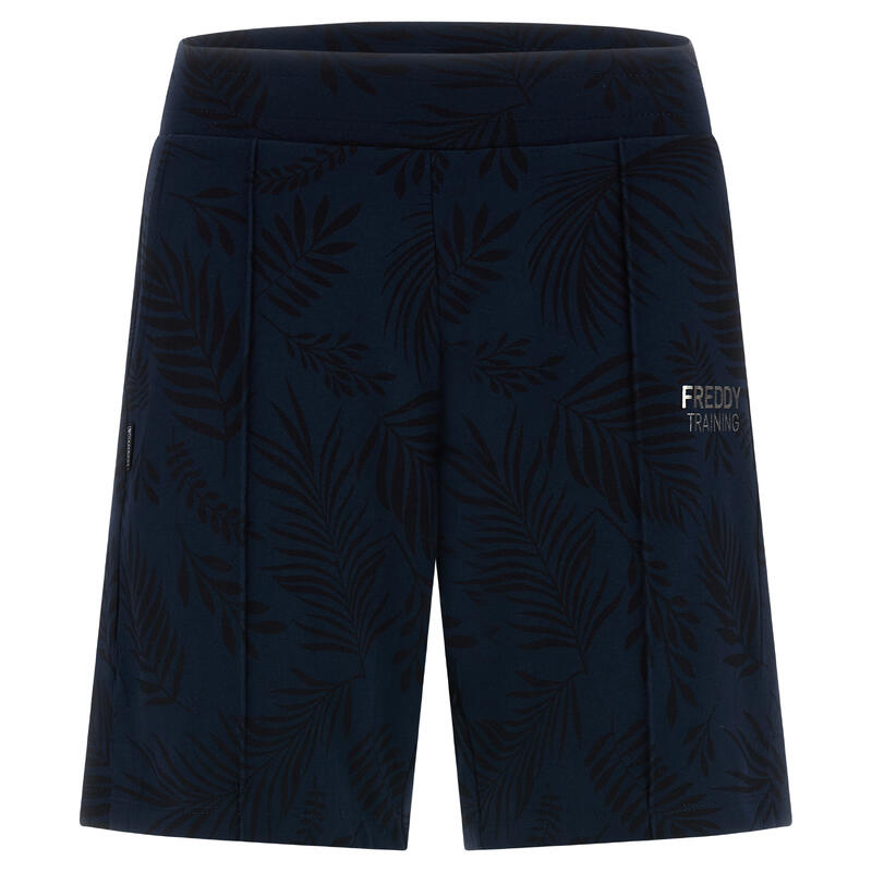 Pantaloncini in jersey stampa foliage tropicale all over