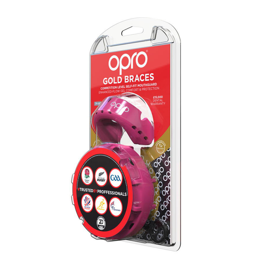 Protetor Bucal Rosa Opro Gold Para Aparelho Dentário Adultos 3/4