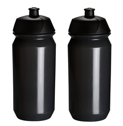 2 x Trinkflasche - 500 ml - Transparente schwarze Trinkflasche