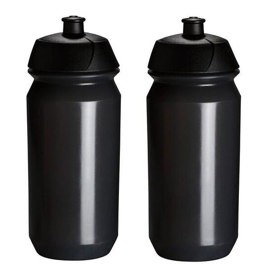 2 x Trinkflasche - 500 ml - Transparente schwarze Trinkflasche