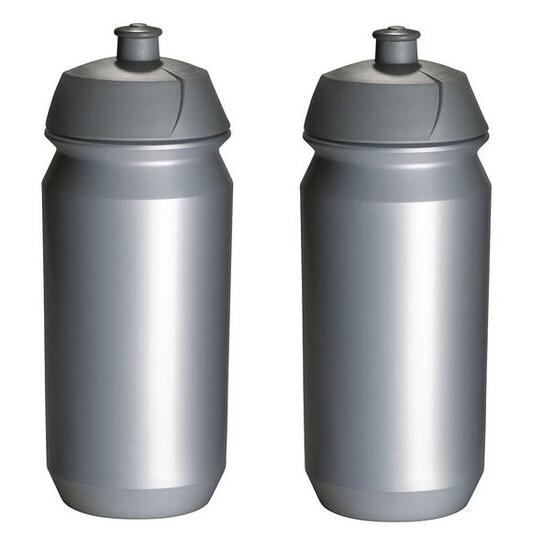 2 x Trinkflasche - 500 ml - Silberne Trinkflasche