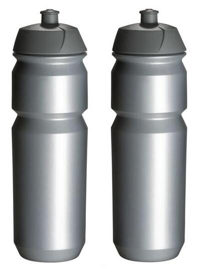2 x Trinkflaschen - 750 ml - Silberne Trinkflasche