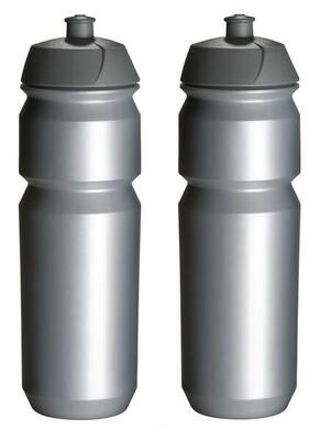 2 x bidons - 750 ml - zilver drinkbus