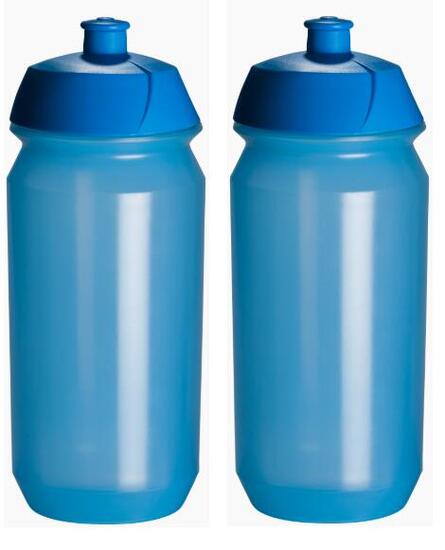 2 x Trinkflasche - 500 ml - Transparente blaue Trinkflasche