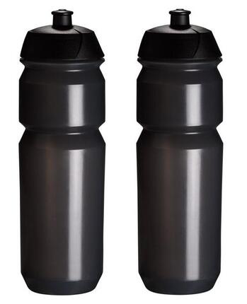 2 x Trinkflaschen - 750 ml - Transparente schwarze Trinkflasche