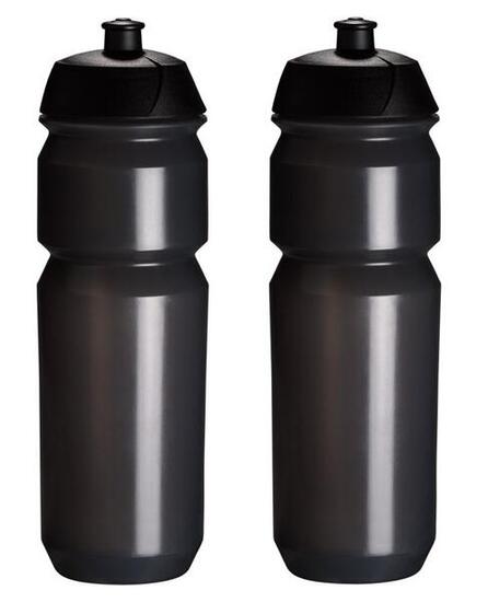 2 x Trinkflaschen - 750 ml - Transparente schwarze Trinkflasche