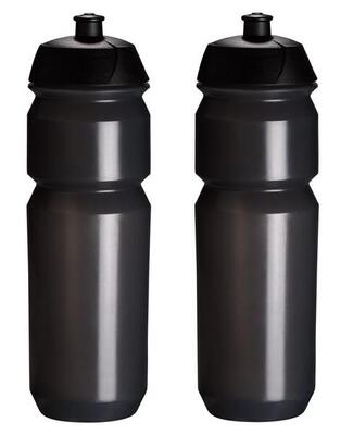 2 x bidons - 750 ml - transparant zwart drinkbus