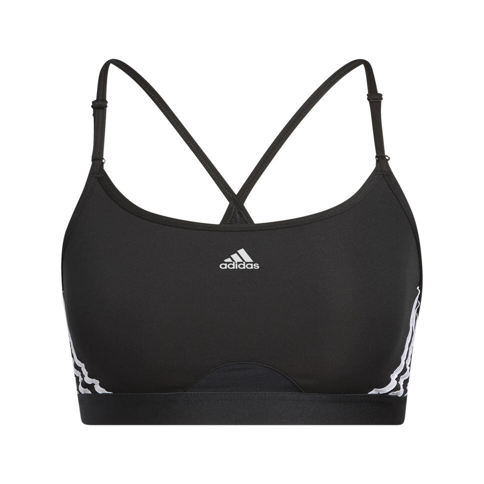 Stanik fitness cardio Adidas Aeroreact Training Light-Support 3-Stripes Bra