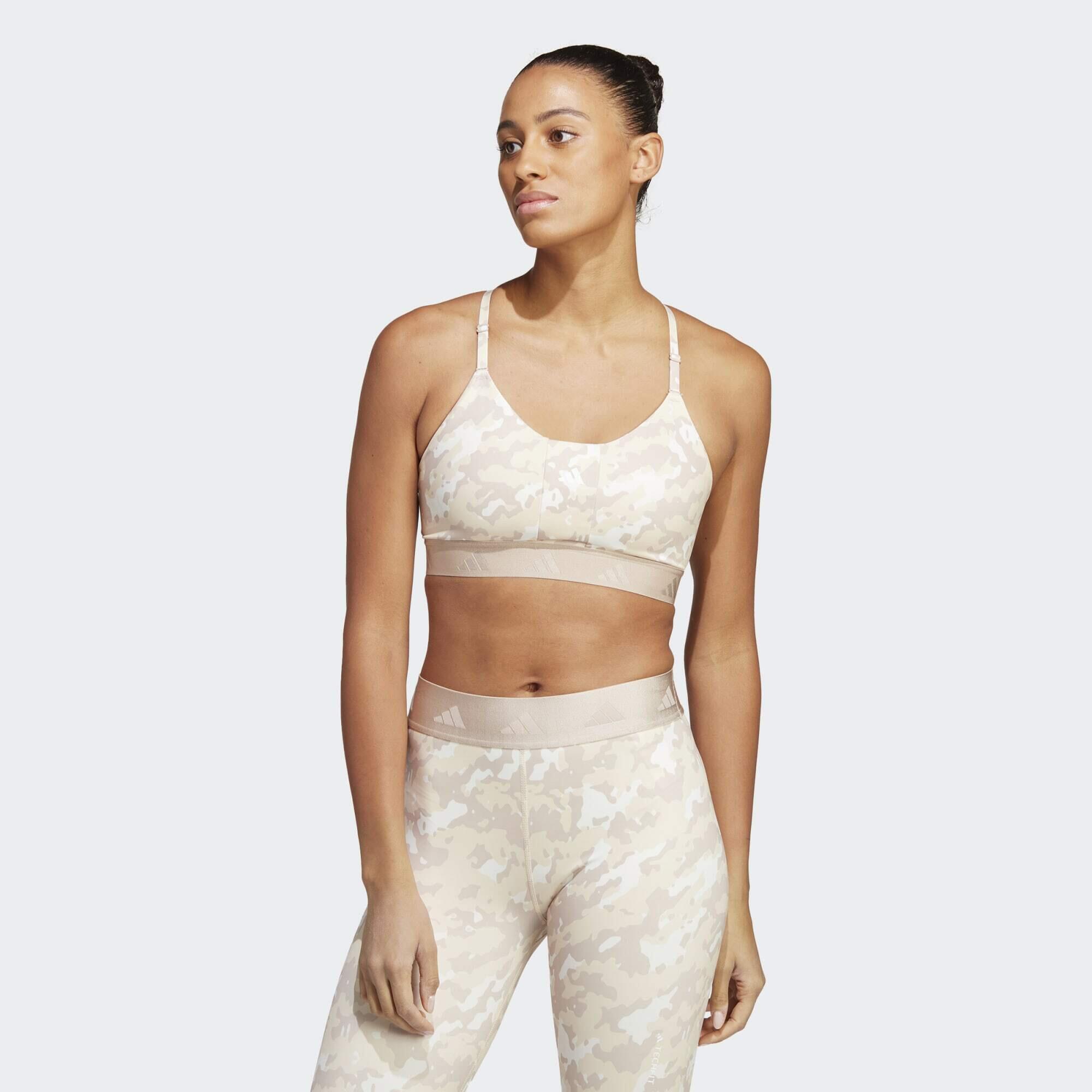 Adidas - Brassière Aeroreact Training Techfit Maintien Léger - Soutien-gorge - Blanc|jaune - Decathlon