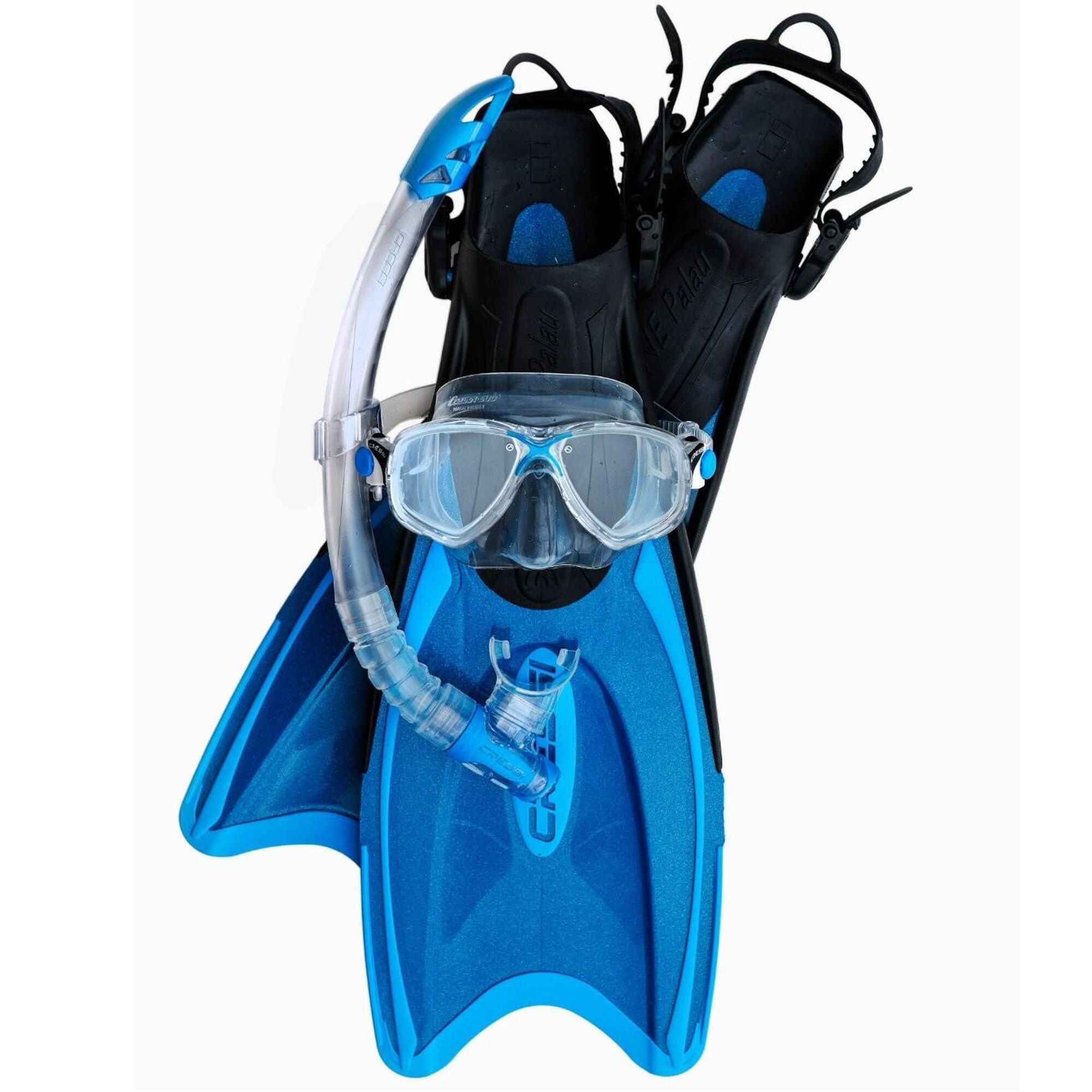 Cressi - Cressi Palau Marea Bag Dive Set Masque + Tuba + Palmes - Kit De Snorkeling - Bleu|noir - 35/38 - Decathlon