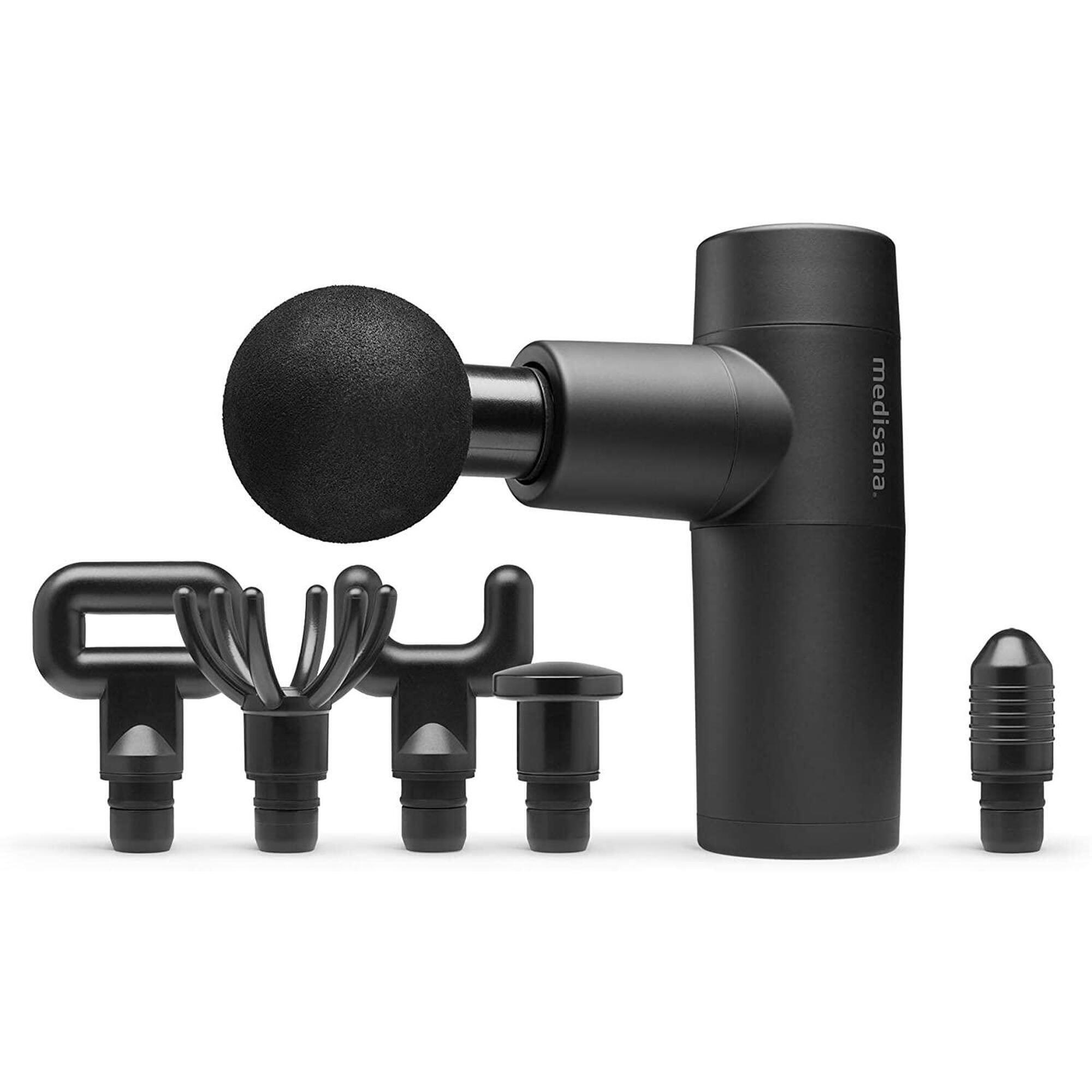 Medisana mg 150: mini pistola massagem, 6 cabeças, 5 níveis vibração.