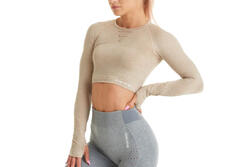 GymHero Longsleeve LONG-SAND, Femme, Gym, manches longues, beige