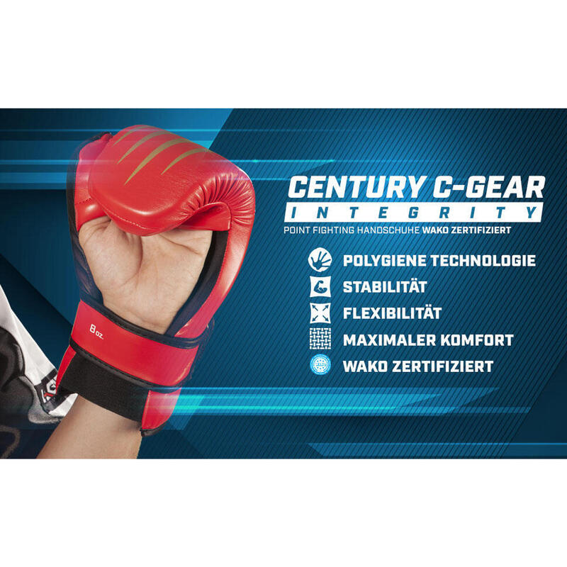 Guantes de combate Century Point C-GEAR Integrity, certificados WAKO, 8 oz.