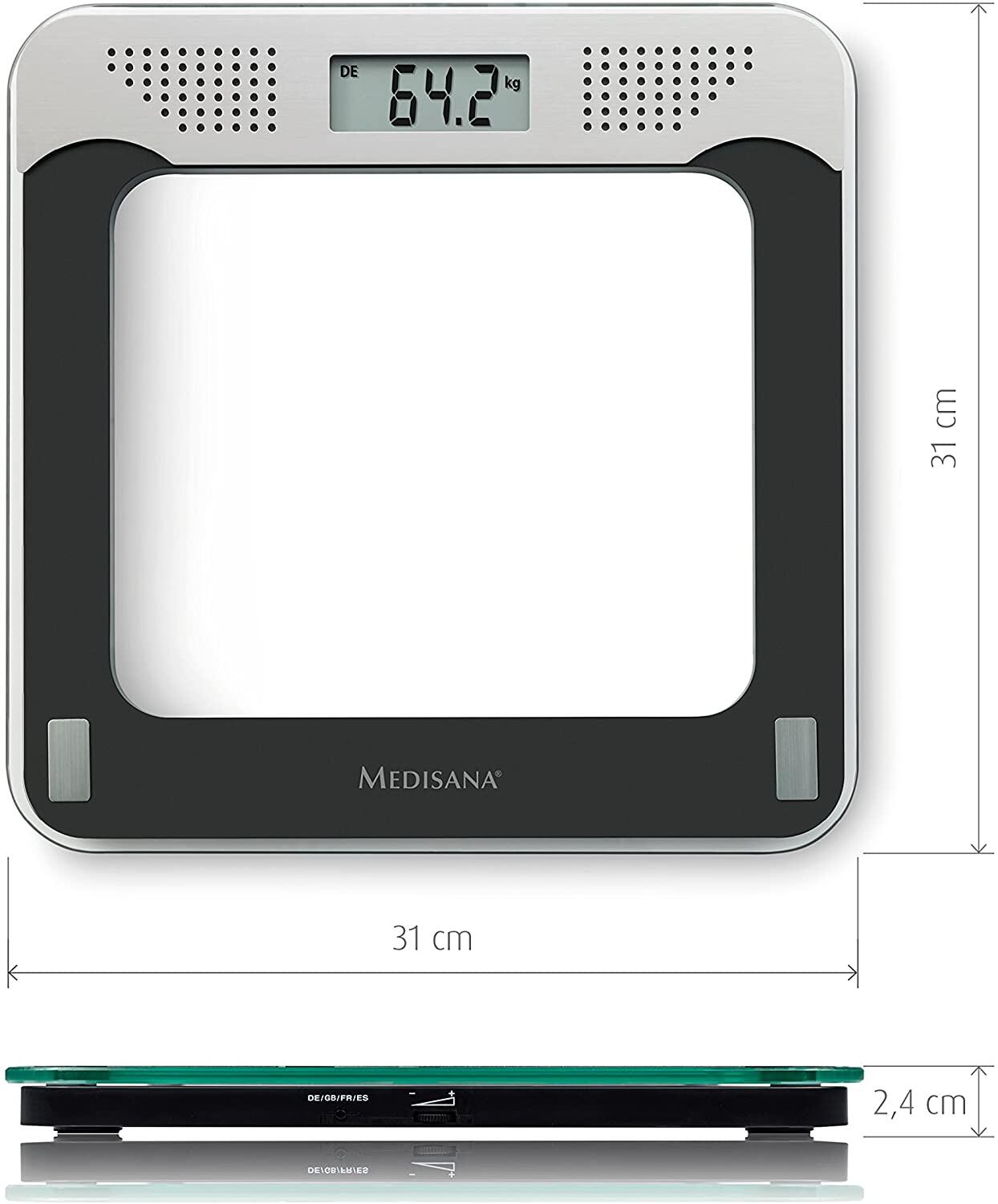 Báscula digital personal MEDISANA PS 425 | Superficie de cristal y salida de voz 3/6