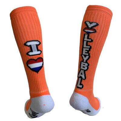Hingly volleybal sokken i love nl oranje / wit