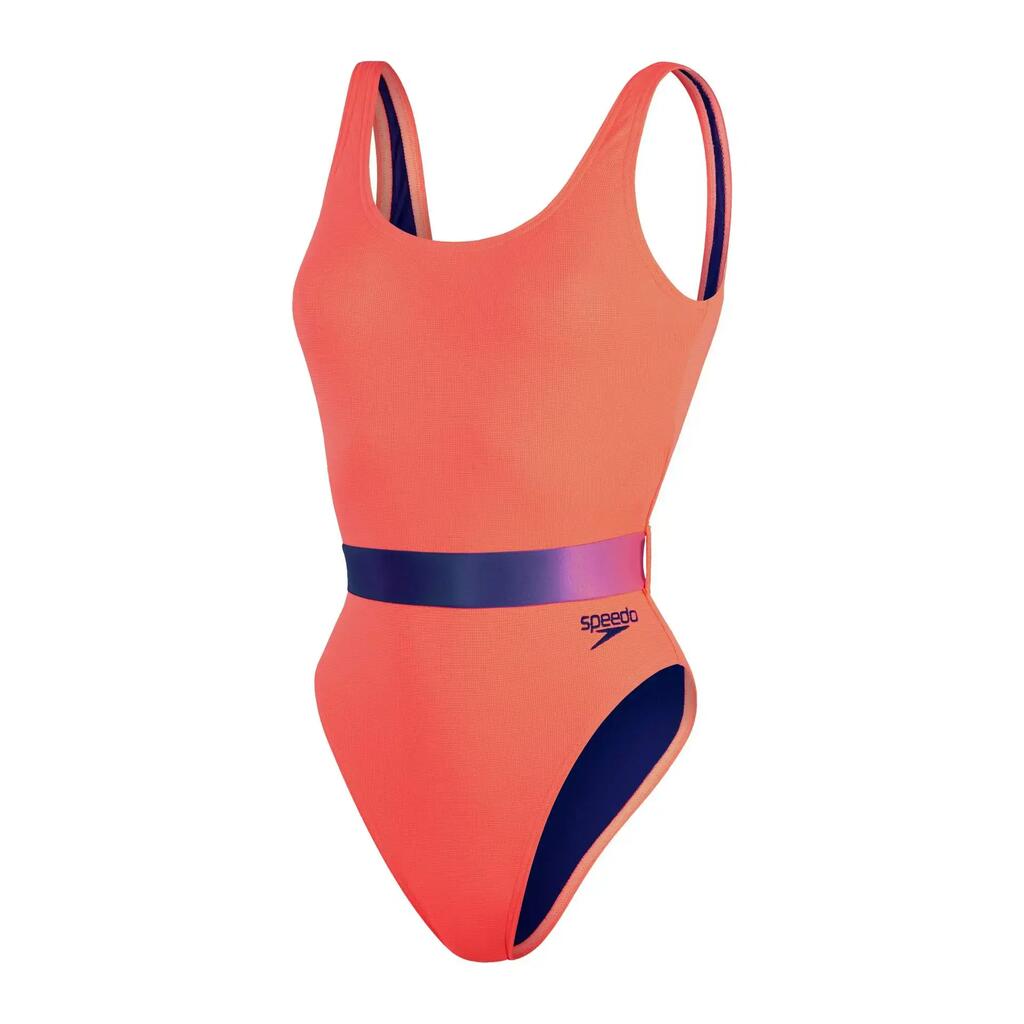 Women's Belted Deep U-Back Swimsuit