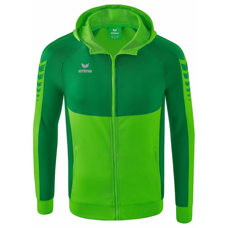 Jachetă antrenament Erima Six Wings cu glugă verde junior