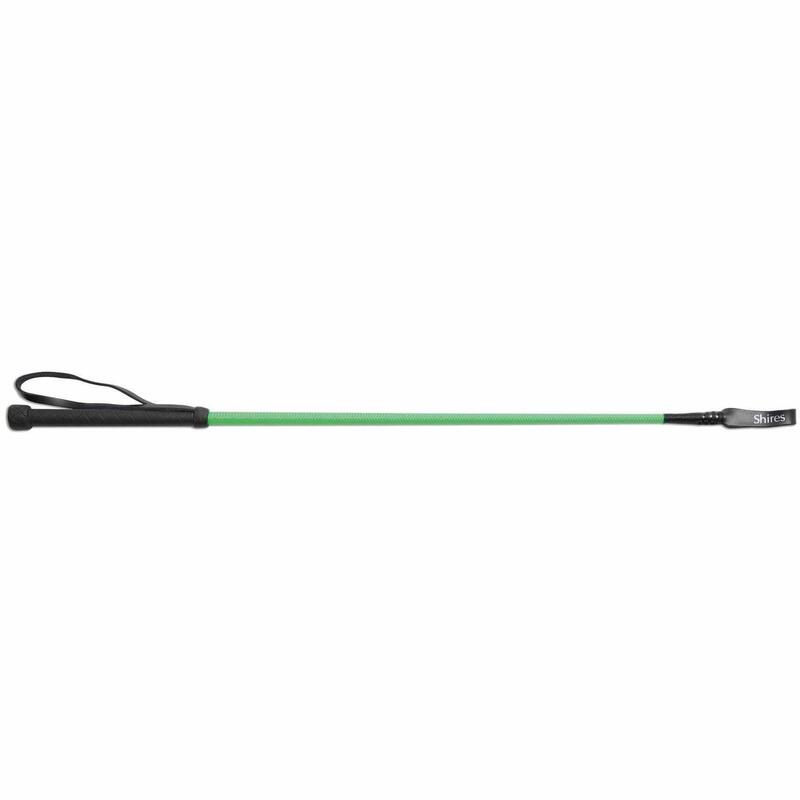 Childrens/Kids Thread Stem Leather Horse Riding Whip (Green) SHIRES