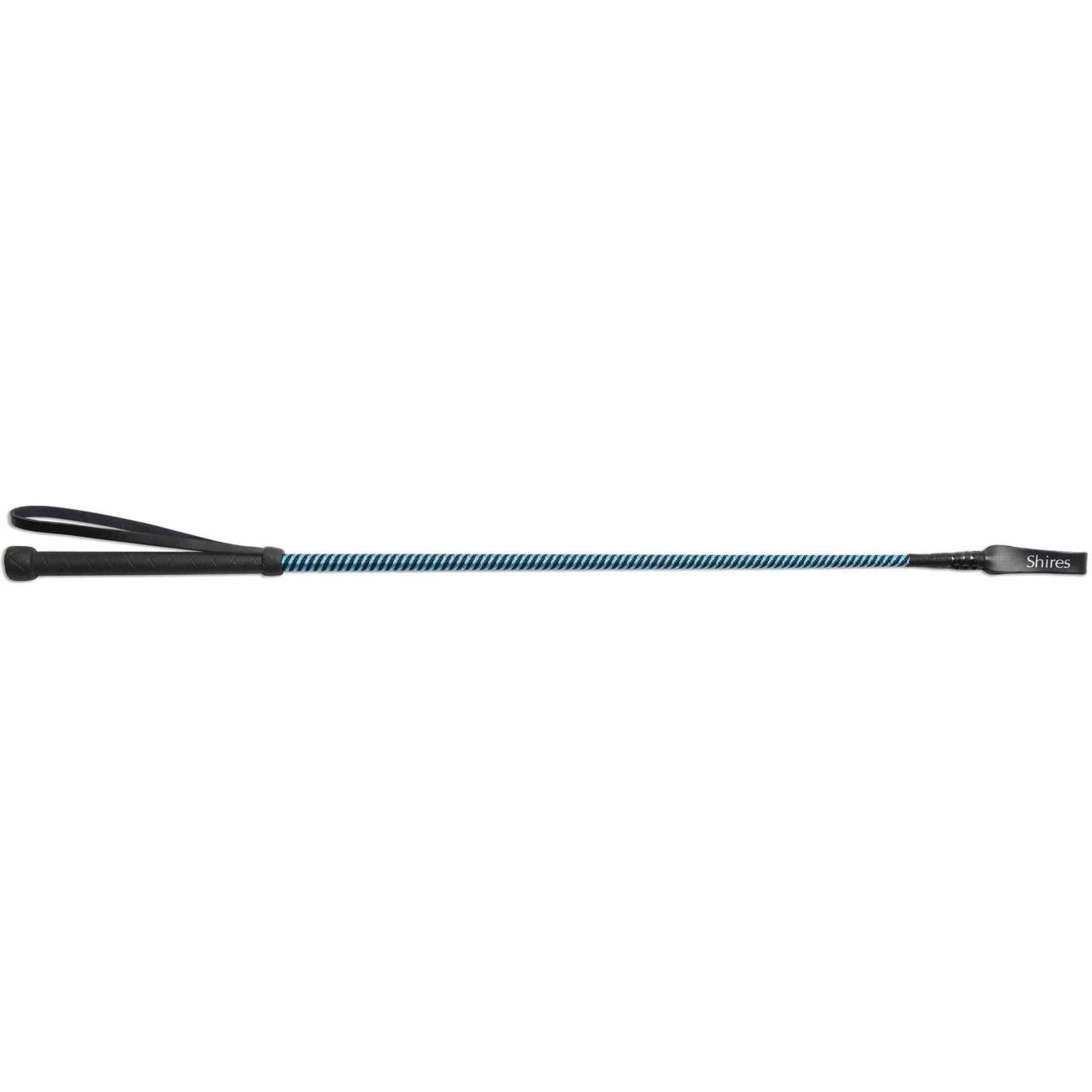 SHIRES Childrens/Kids Thread Stem Leather Horse Riding Whip (Black/Bright Blue)