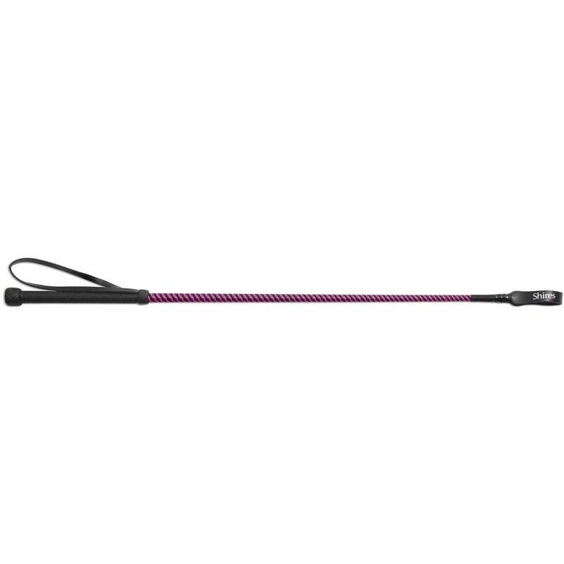 Childrens/Kids Thread Stem Leather Horse Riding Whip (Black/Raspberry