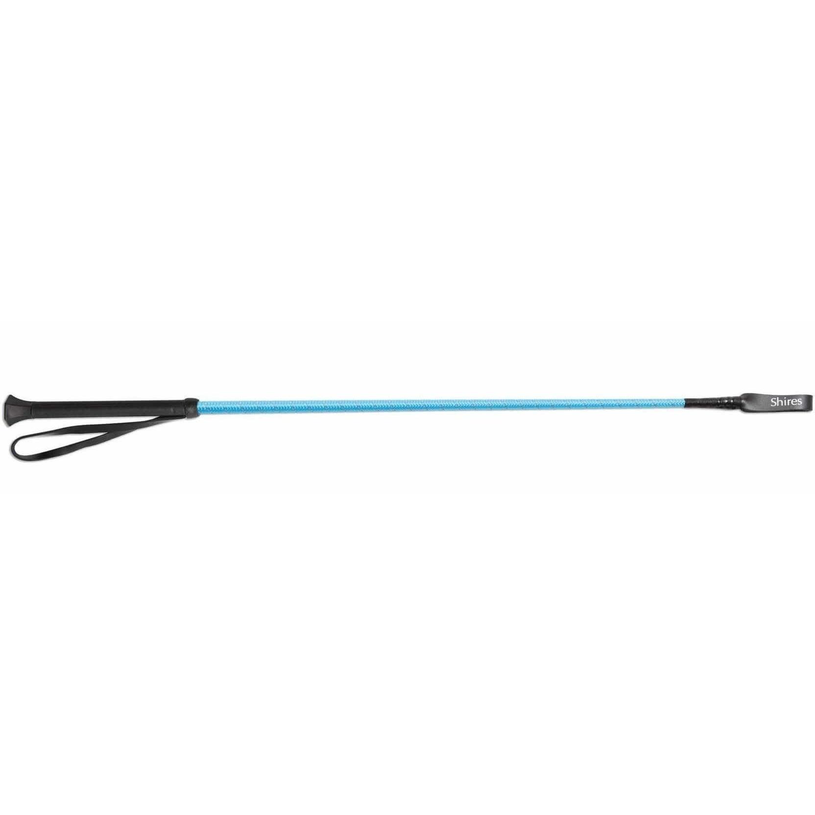SHIRES Threaded Leather Horse Riding Whip (Bright Blue)