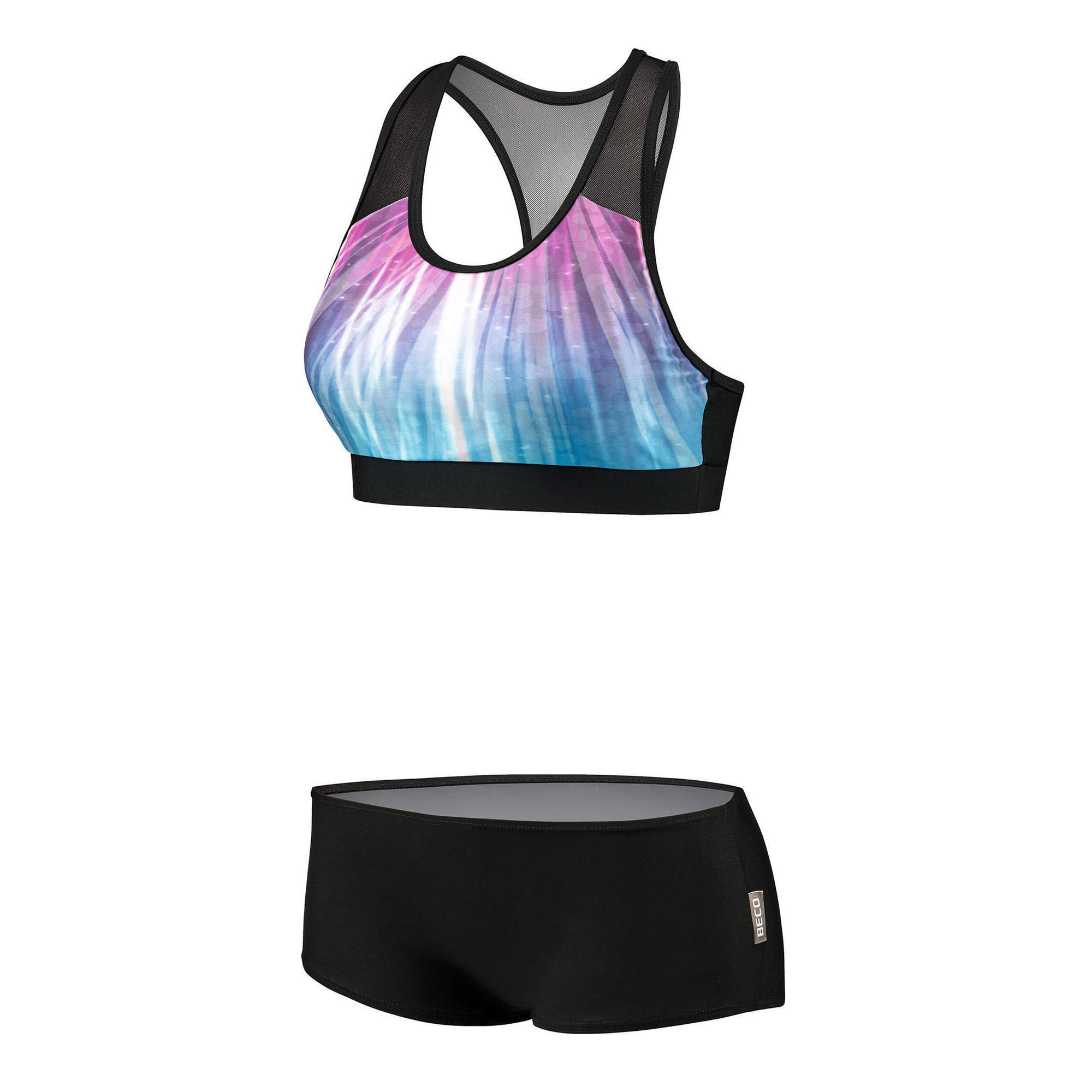 Top bikini Beco dos nageur en mesh Regular Fit noir/bleu/rose taille 40 1/5