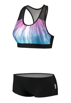 Beco racerback mesh bikini top regular fit zwart/blauw/roze maat 40