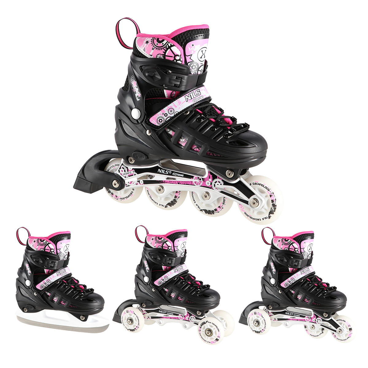 Nils Extreme - Patins À Roulettes Avec Patin De Hockey Sur Glace  Nils Extreme Nh10905 - Rollers En Ligne - Noir|rose - 39/42 - Decathlon
