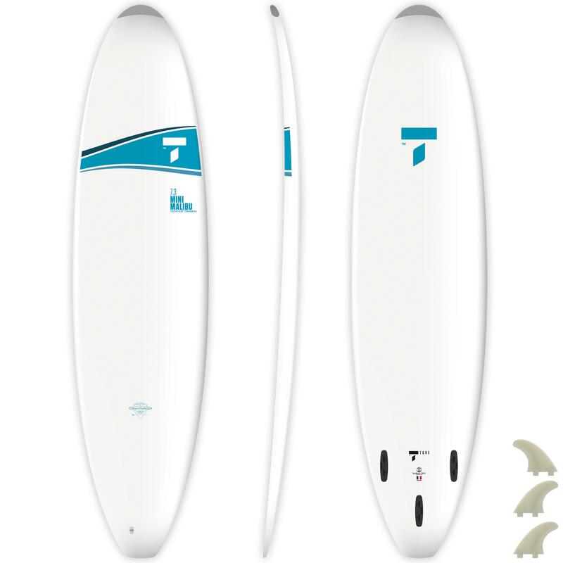 Surf rigide 7'3" Mini Malibu - Livré avec 3 Ailerons FCS