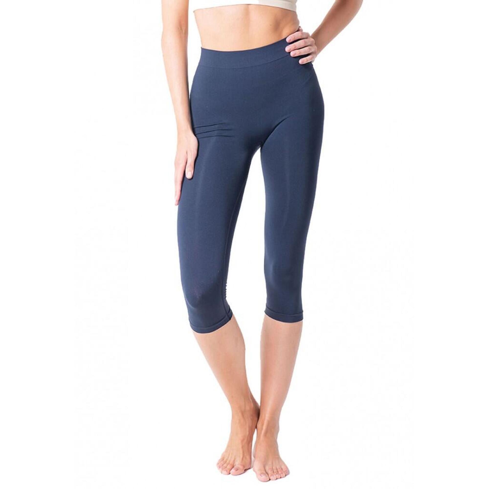 Anaissa - Legging Femme Fitness Sans Coutures Fibre Emana Taille Haute Lena - Legging 7/8 - Bleu - 42 M/l - Decathlon